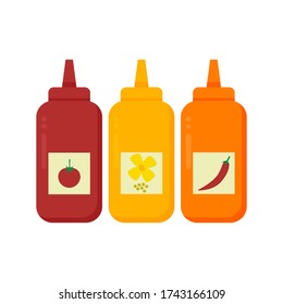 ketchup, mostaza y chile chiringuito botella