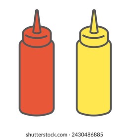 Ketchup and mustard in dispenser case