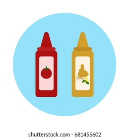 Ketchup and mustard flat icon. Round colorful button, circular vector sign. Flat style design
