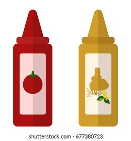 Ketchup and mustard flat icon, vector sign, colorful pictogram isolated on white. Symbol, logo illustration. Flat style design