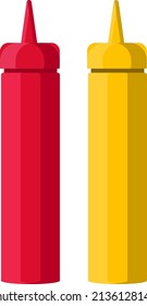Ketchup and mustard, illustration, vector on a white background.