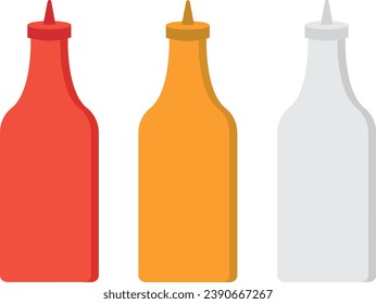 Ketchup mustard mayonnaise bottle, vector