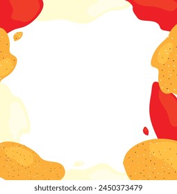 Ketchup, mustard and mayonnaise frame background material