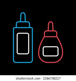Ketchup mustard and mayonnaise spicy bottle isolated on black background icon. Barbecue and bbq grill sign. Graph symbol for cooking web site and apps design, logo, app, UI