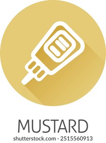 Ketchup or mustard sauce bottle food stylised icon concept. Possibly an icon for the mustard allergen or allergy.