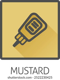 Ketchup or mustard sauce bottle food stylised icon concept. Possibly an icon for the mustard allergen or allergy.