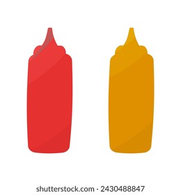 ketchup mustard sauce seasoning tasty red yellow element icon vector illustration