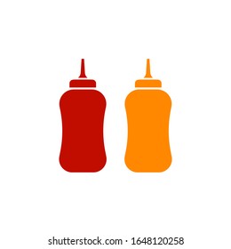 Ketchup and mustard squeeze bottle icon design. Vector illustration