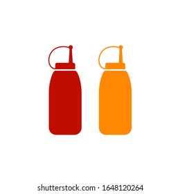 Ketchup And Mustard Squeeze Bottle Icon Design. Vector Illustration