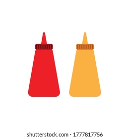 Ketchup and mustard squeeze bottle icon design isolated on white background