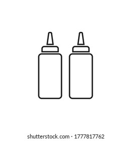 Ketchup and mustard squeeze bottle icon design isolated on white background