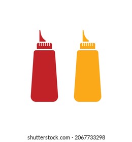 Ketchup And Mustard Squeeze Bottle Icon Design Isolated On White Background