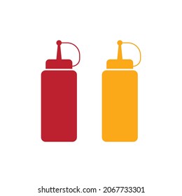 Ketchup And Mustard Squeeze Bottle Icon Design Isolated On White Background