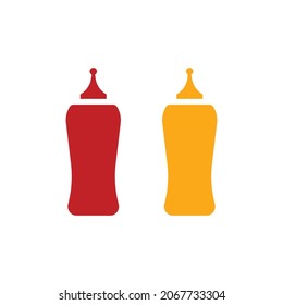 Ketchup And Mustard Squeeze Bottle Icon Design Isolated On White Background