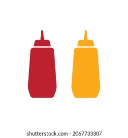 Ketchup And Mustard Squeeze Bottle Icon Design Isolated On White Background