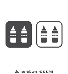 Ketchup and mustard squeeze bottle icon vector. Gray and white