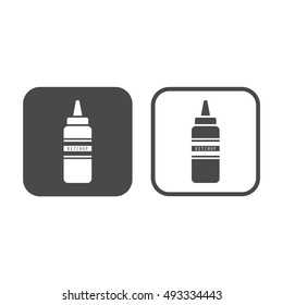 Ketchup and mustard squeeze bottle icon. Gray and white