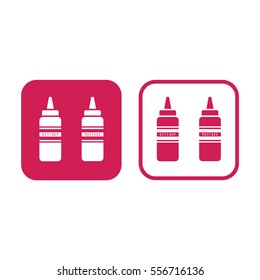 Ketchup and mustard squeeze bottle icon. Pink and white