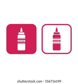 Ketchup and mustard squeeze bottle icon vector. Pink and white