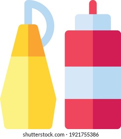 Ketchup and mustard squeeze bottle vector icon illustration
