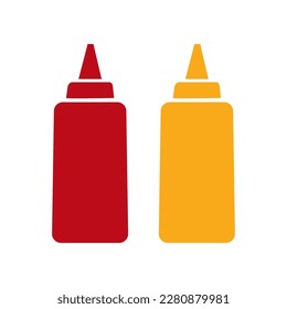 Ketchup and mustard squeeze bottle vector icon illustration isolated