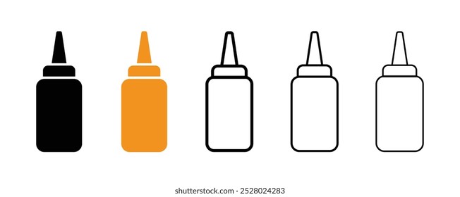 Ketschup und Senf Quetschen Flasche Vektorsymbol Illustrationen Sammlung