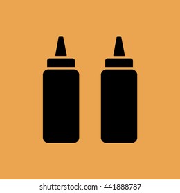 Ketchup and mustard squeeze bottle vector icon illustration