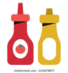 Ketchup and mustard vector simple illustration isolated on a white background.