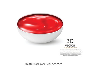 Ketchup on white background.tomato sauce jar design template. vector 3D illustration template.