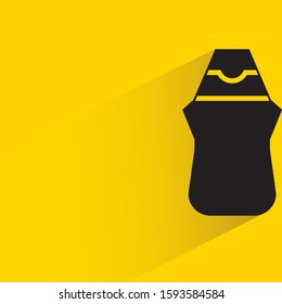 ketchup, package bottle with drop shadow in yellow background
