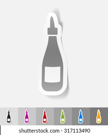 ketchup paper sticker with shadow. Vector illustration