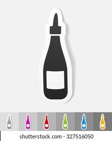 ketchup paper sticker with shadow. Vector illustration
