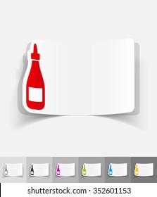 ketchup paper sticker with shadow. Vector illustration