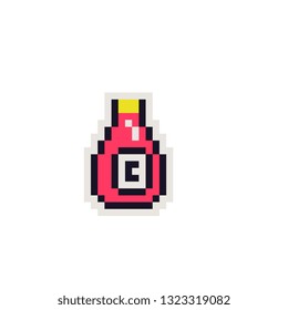 Ketchup pixel art icon. Design for stickers, logo, web, mobile app, badges and patches. Isolated on white background vector illustration. Game assets 8-bit sprite.