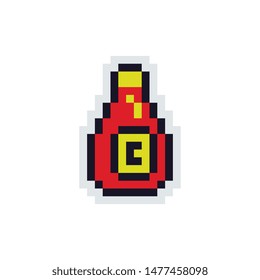 Ketchup pixel art icon. Design for logo, sticker and mobile app. Isolated vector illustration. 
