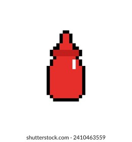 Ketchup pixel art icon isolated. 8 bit food sign. pixelated Symbol for mobile application