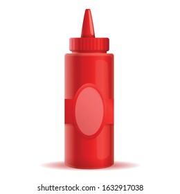 Ketchup plastic bottle icon. Cartoon of ketchup plastic bottle vector icon for web design isolated on white background