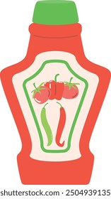 Ketchup plastic bottle. Red dip sauce icon