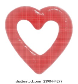 Ketchup poured in form of romantic love symbol heart, from red circle dots of different sizes on white background