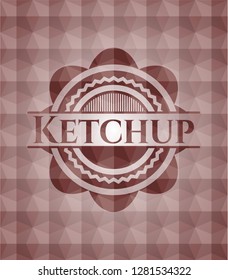 Ketchup red geometric pattern emblem. Seamless.