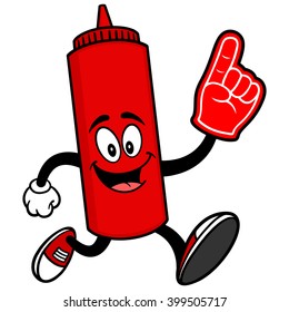 Ketchup Running with a Foam Finger