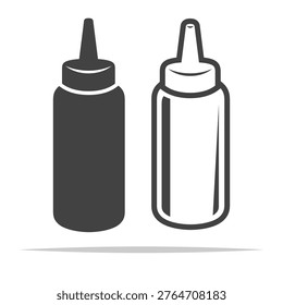 Ketchup sauce botte condiment icon transparent vector isolated illustration