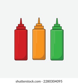 ketchup and sauce bottle on white background, vector design, eps 10