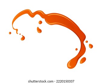 Ketchup sauce splashing stains flowing drops vector illustration isolated on white background