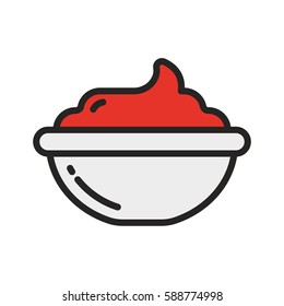 Ketchup Saucer Minimal Color Flat Line Stroke Icon Pictogram Symbol Illustration