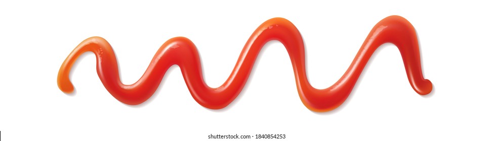 Ketchup smear. Tomato sauce stain top view, liquid chili paste smears mockup, vegetable paste texture for menus and product advertisement, barbecue cooking ingredient realistic 3d vector illustration