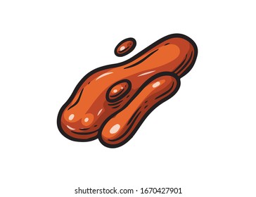 Punto de salpicadura de ketchup. Ilustración vectorial de ingrediente de ensalada dibujado a mano aislada en fondo blanco.