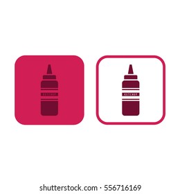 Ketchup squeeze bottle icon vector. Pink and white