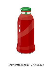ketchup tomato red in a glass bottle vector
