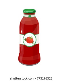 ketchup tomato red in a glass bottle vector
